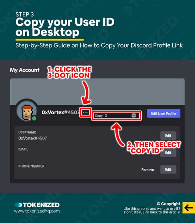 Step-by-step guide on how to copy your Discord profile link – Step 3 for Desktop