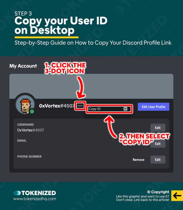 how to copy my discord profile link on pc