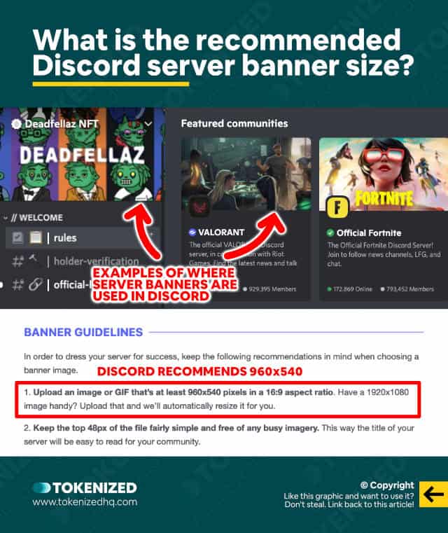 Infographic explaining where to find the recommended Discord server banner size.