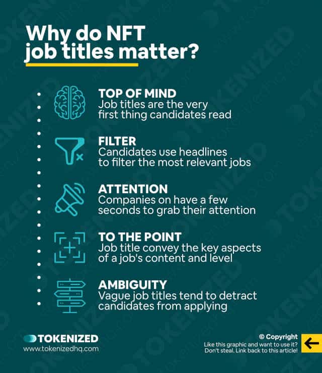 Infographic explaining why NFT job titles matter.