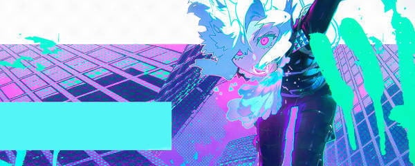 Beautiful Discord Banner of Anime Girl in Vapowave style.