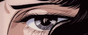 Cool GIF Banner showing the closeup of an eye in Anime style.