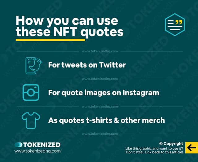 Infographic explaining how you can use thse NFT quotes.