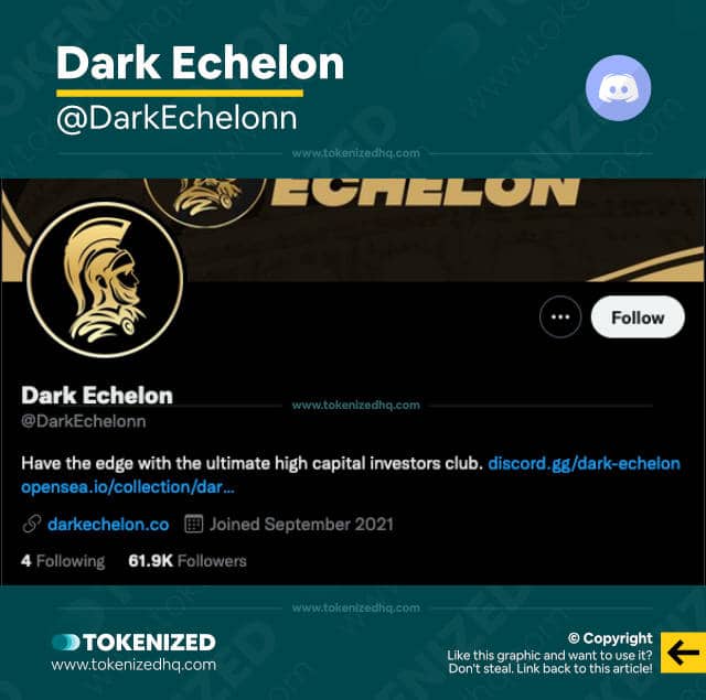 Screenshot of the Dark Echelon NFT Alpha Group & Discord Server