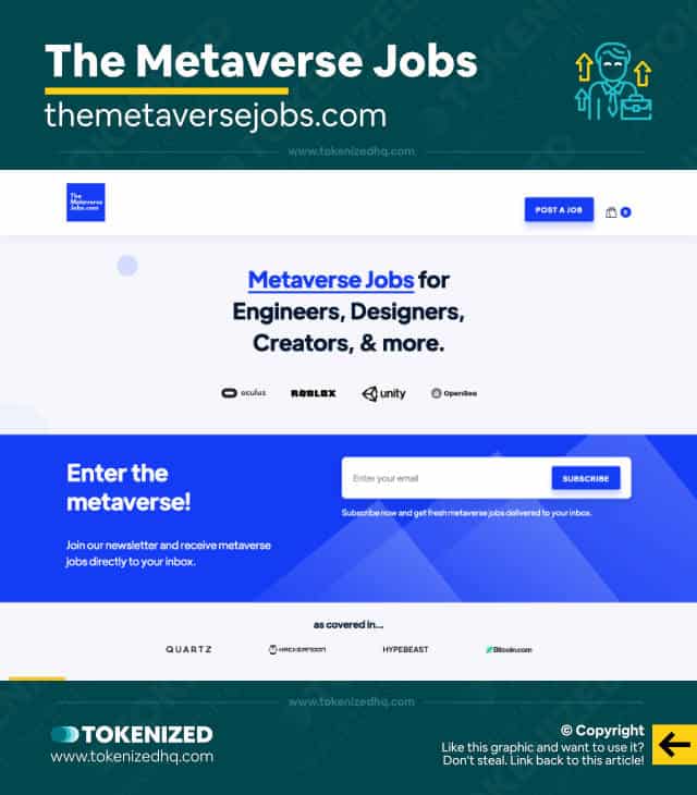 Screenshot of the Metaverse Jobs NFT Careers website.