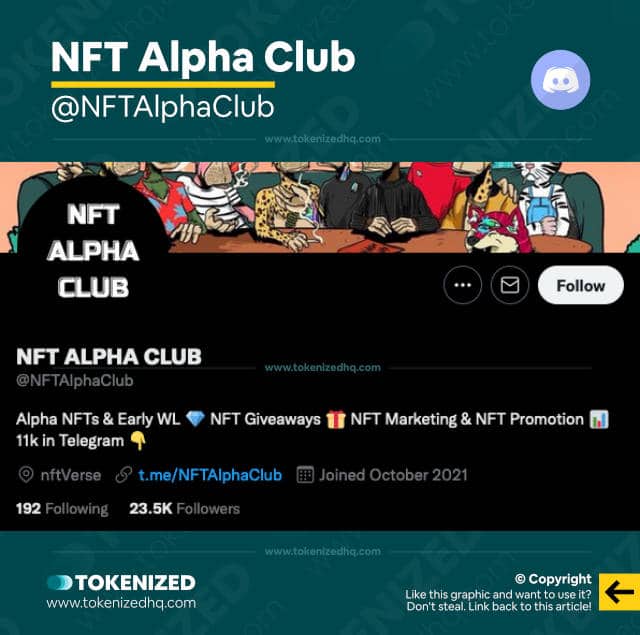 Screenshot of the NFT Alpha Club & Discord Server