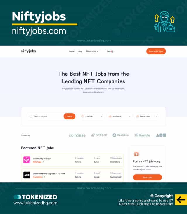 Screenshot of the Niftyjobs NFT Careers website.