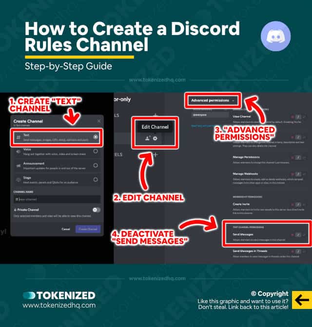 Step-by-step guide showing how to create a Discord rules channel.