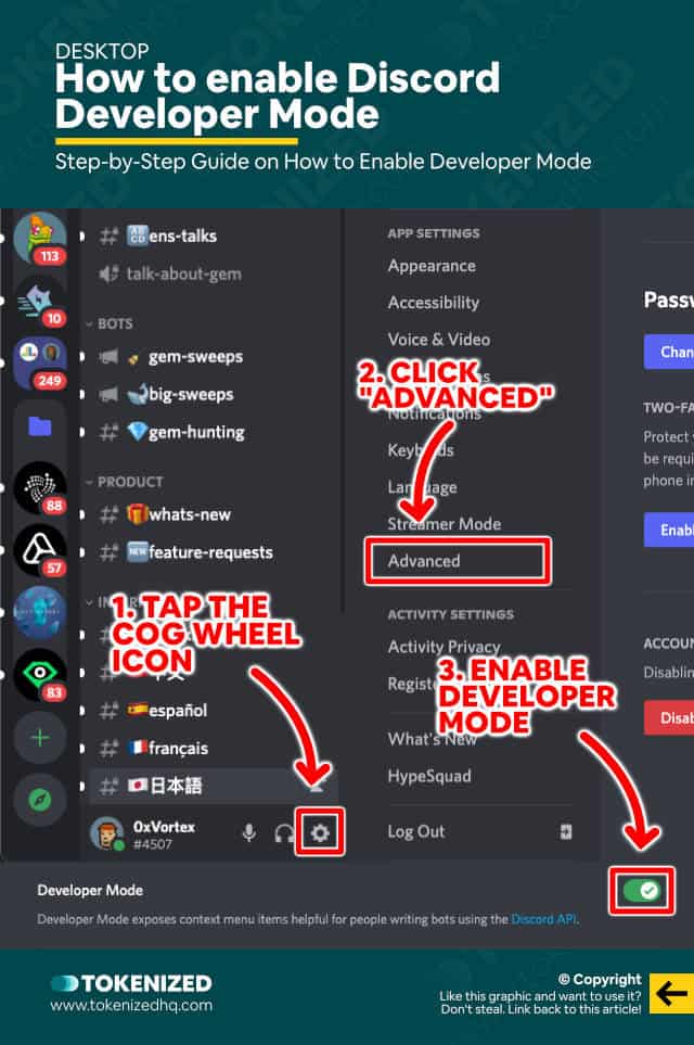 Step-by-step guide on how to enable Discord Developer Mode on desktop devices.