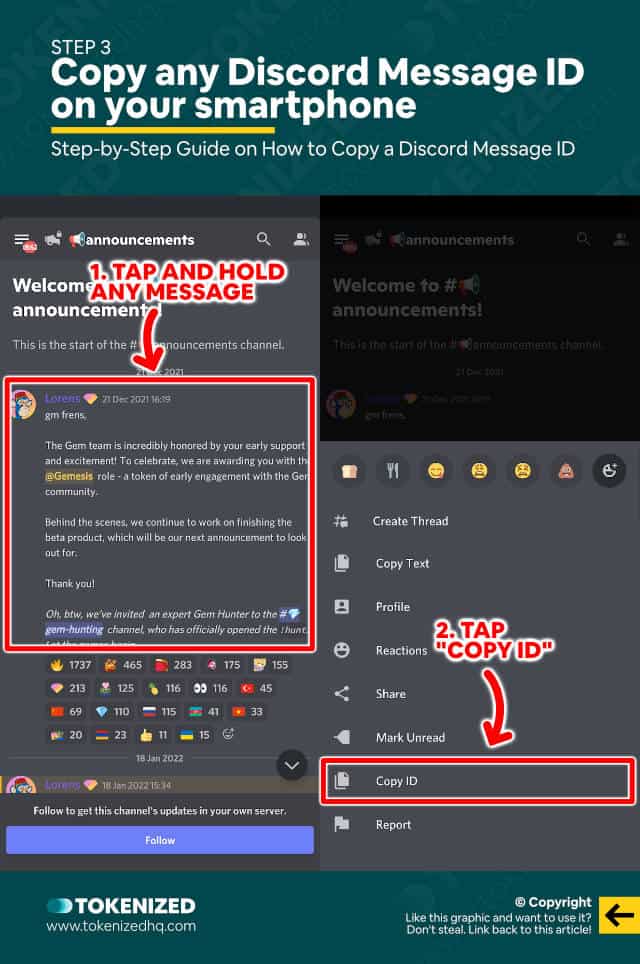 Step-by-step guide on how to copy a Discord message ID – Step 3 on smartphones