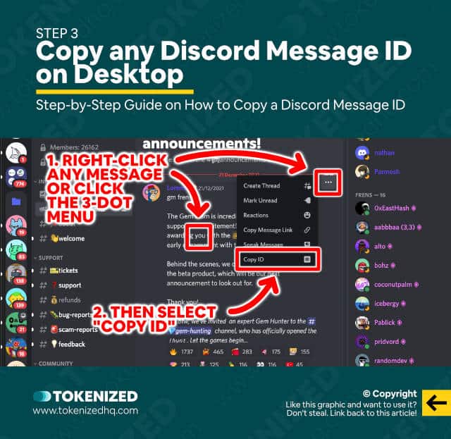 Step-by-step guide on how to copy a Discord message ID – Step 3 on desktop