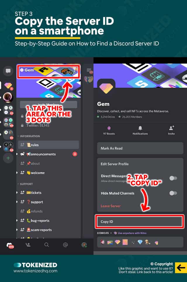 Step-by-step guide on how to find a Discord server ID – Step 3 on Smartphones