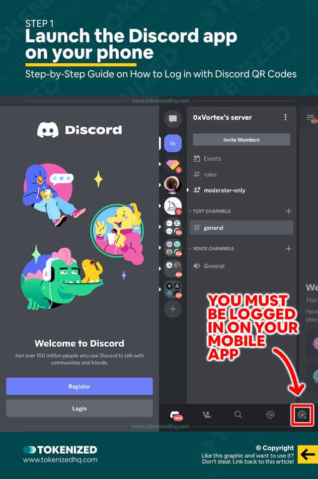 Step-by-step guide explaining how to log in to Discord with a QR code – Step 1