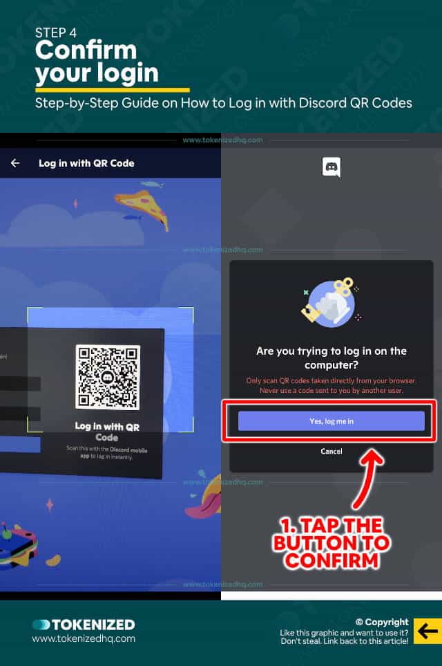 Step-by-step guide explaining how to log in with a Discord QR code – Step 4