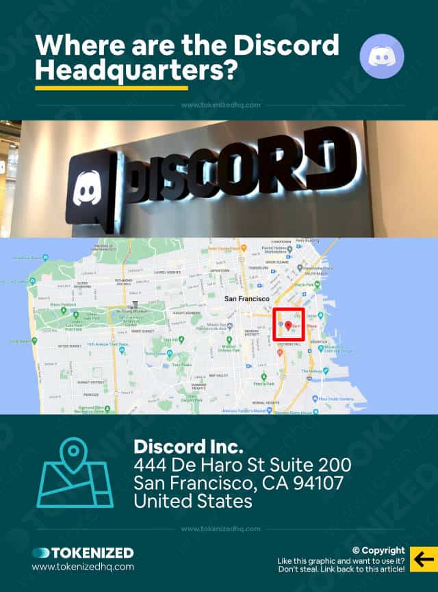 Infographic explaining where the Discord headquarters are located.