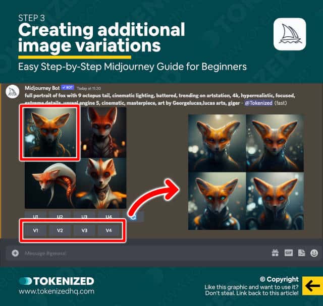 Easy step-by-step Midjourney guide for beginners – Step 2: Create variations