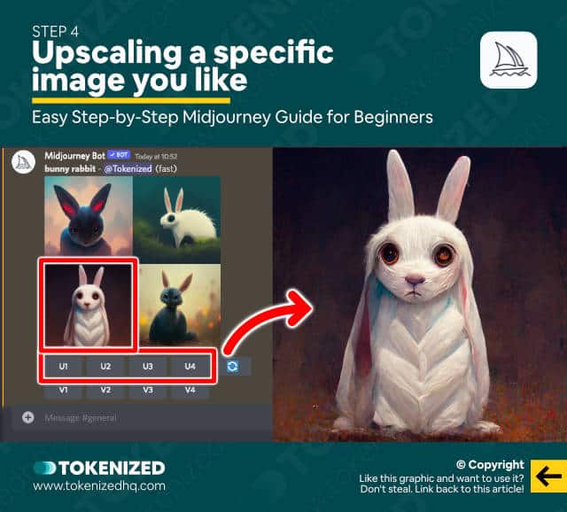 Easy step-by-step Midjourney guide for beginners – Step 2: Upscale images