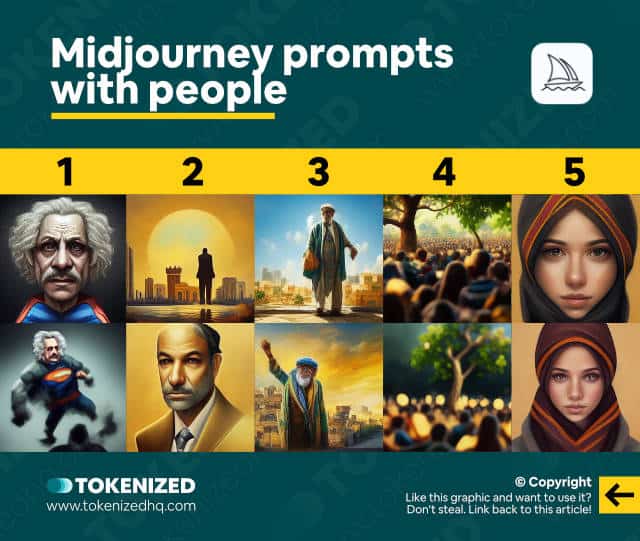 Examples of Midjourney prompts with people.