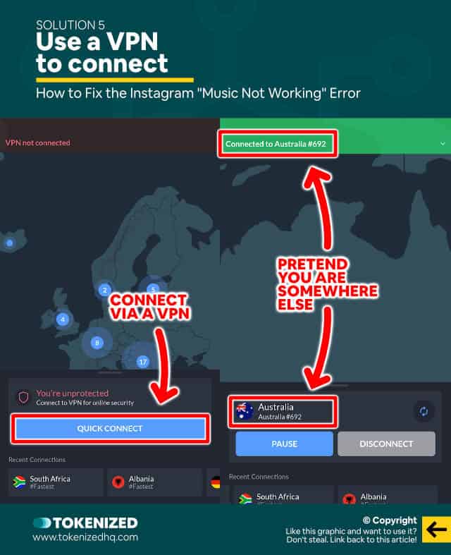 Infographic showing several ways how to fix the Instagram "Music Not Working" error – Solution 5
