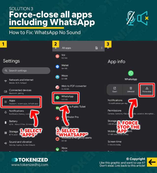 Step-by-step guide on how to fix cases of no sound on WhatsApp – Solution 3