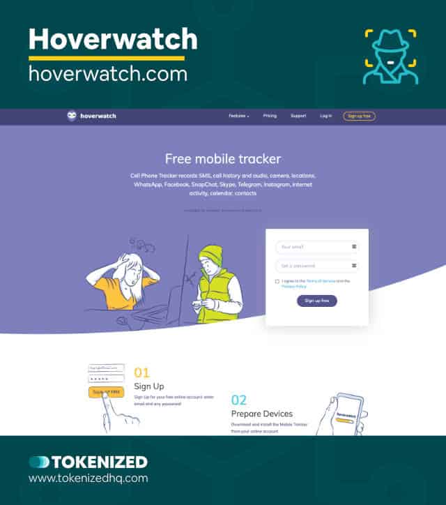 Screenshots of the "Hoverwatch" private Instagram viewer website.