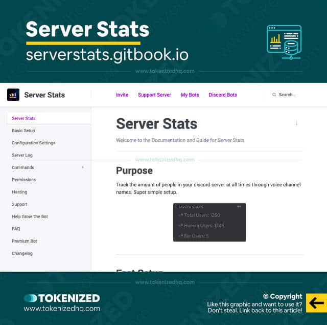 Screenshot of the "Server Stats" Discord bot website.