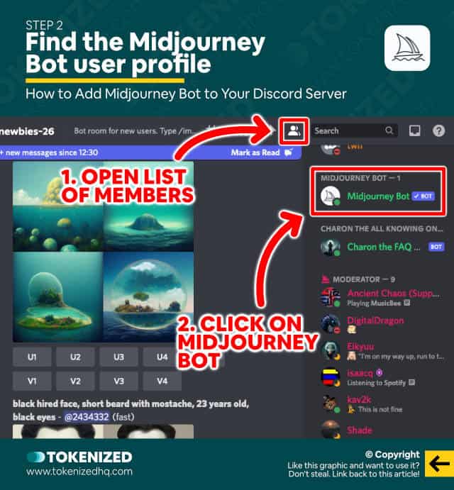 Step-by-step guide on how to add Midjourney bot to your Discord server - Step 2