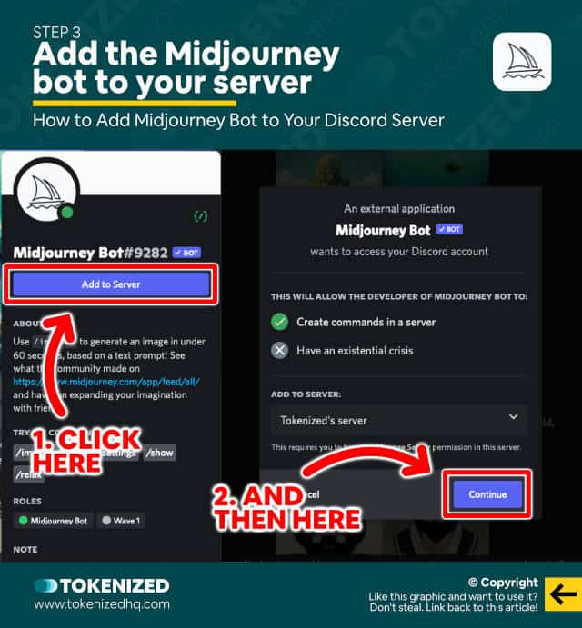 Step-by-step guide on how to add Midjourney bot to your Discord server - Step 3