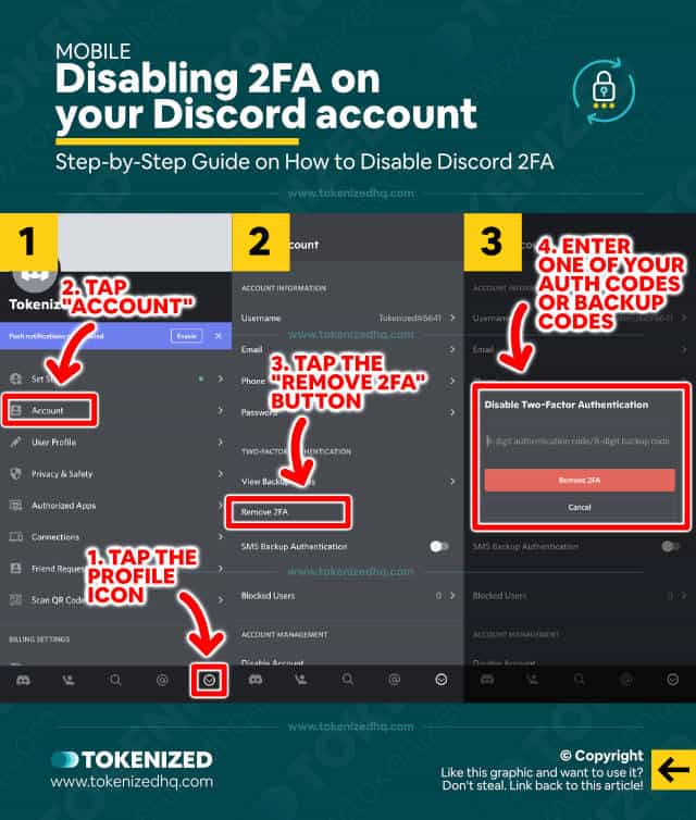Step-by-step guide explaining how to disable 2FA on Discord