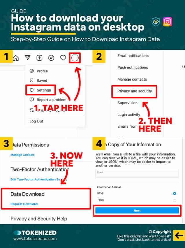 Step-by-step guide on how to download your Instagram data on Desktop