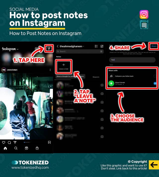 Step-by-step guide on how to post notes on Instagram.