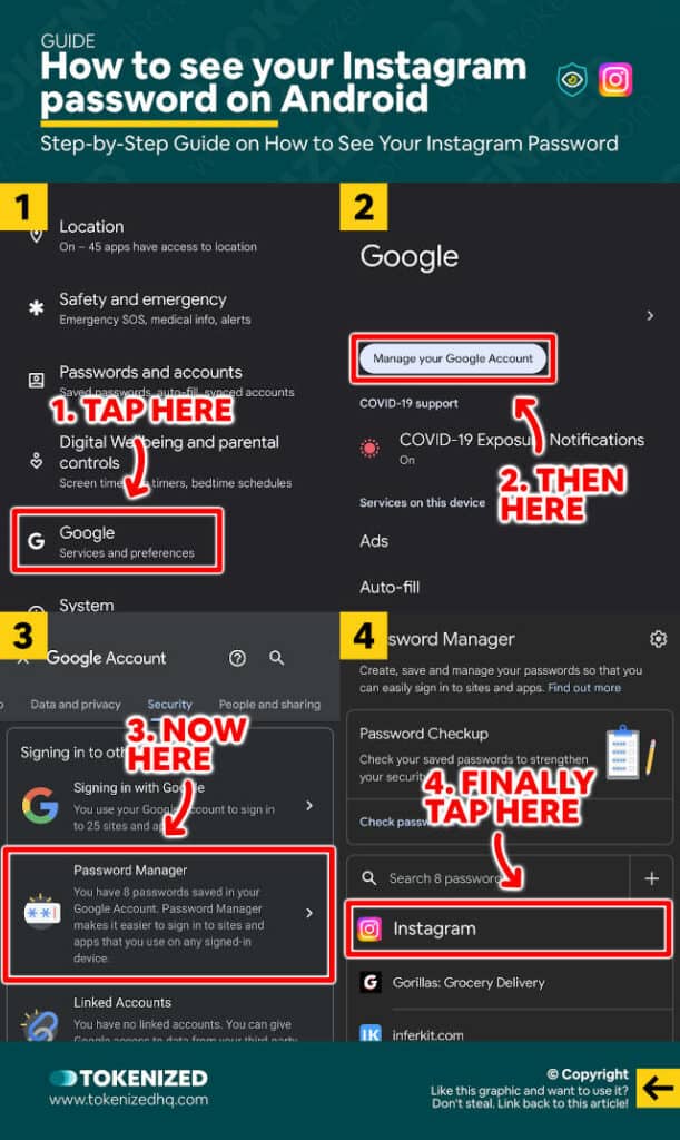 Step-by-step guide on how to see your Instagram password on Android.