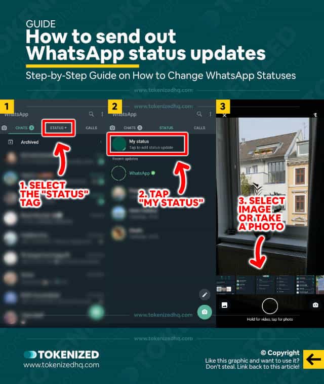 Step-by-step guide on how to send out WhatsApp status updates.