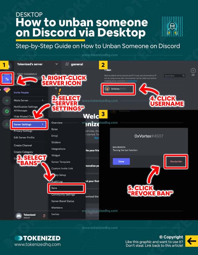 Step-by-step guide on how to unban someone on Discord via desktop.