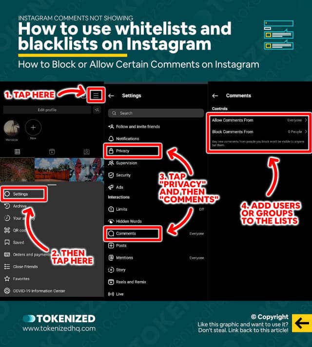 Step-by-step guide on how to use whitelists and blacklists on Instagram.