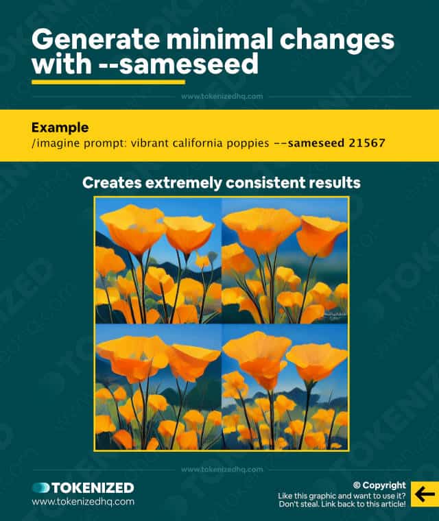 Infographic showing how the --sameseed command creates very consistent results.