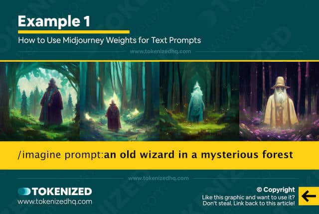 Examples of a text prompt in Midjourney.