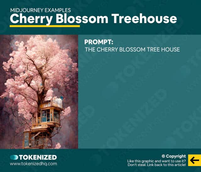 Midjourney AI art examples: The Cherry Blossom Treehouse