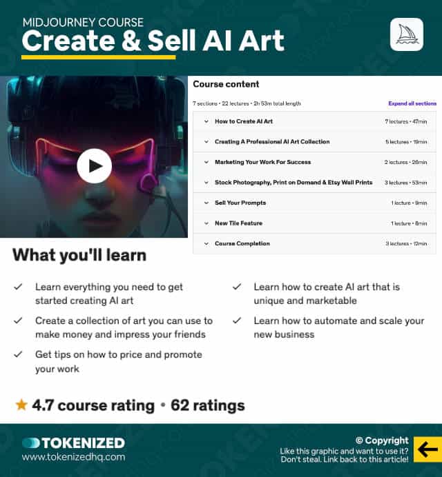 Key facts on the Midjourney Course "Create & Sell AI Art" on Udemy