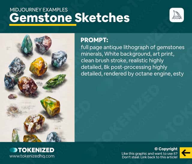 Midjourney text examples: Gemstone Sketches