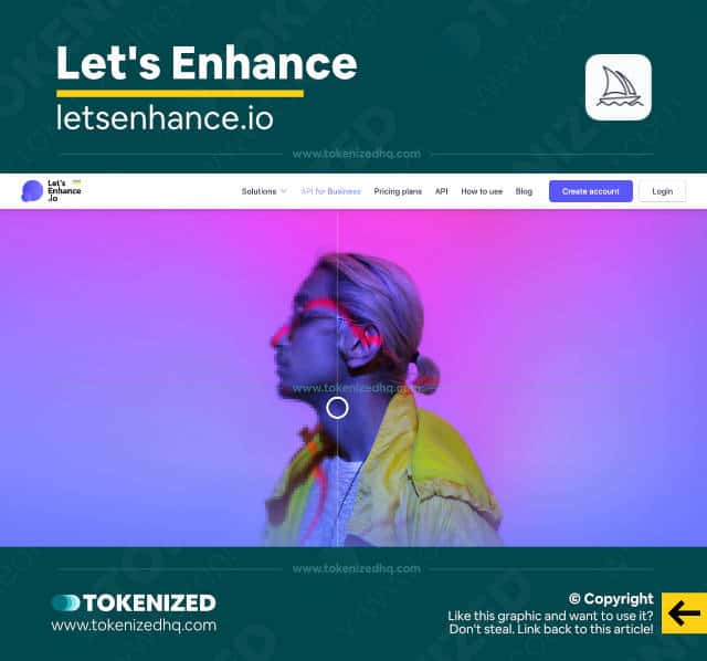 Screenshot of the "Let's Enhance" AI Upscaler website.