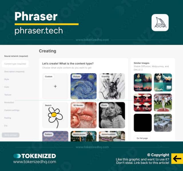 Screenshot of the "Phraser" AI prompt generator website.