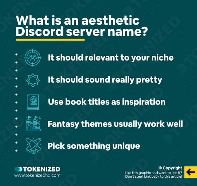 Infographic explaining what an aesthetic Discord server name is.