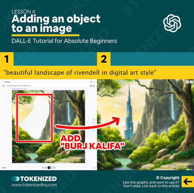 DALL-E Tutorial for Beginners – Lesson 4: Adding an object to an image