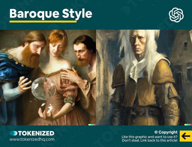 Examples of DALL-E art styles for Baroque