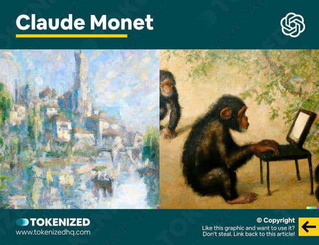 Examples of DALL-E artist style for Claude Monet
