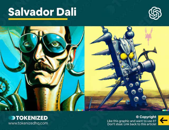 Examples of DALL-E artist style for Salvador Dali