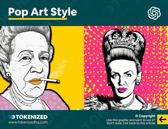 Examples of DALL-E art styles for Pop Art