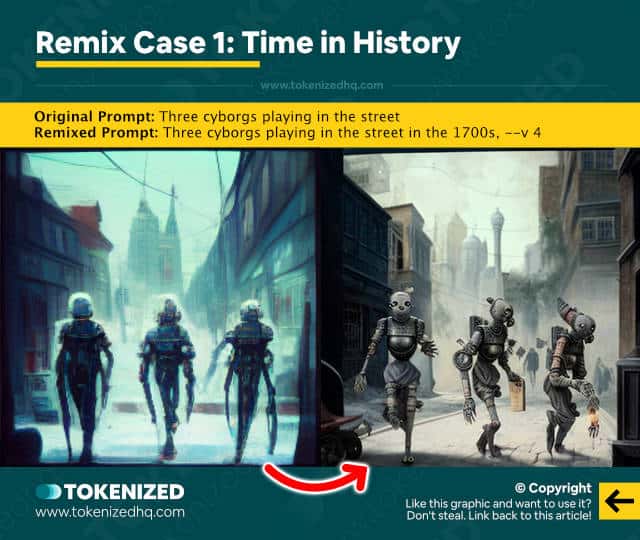 Examples of Midjourney Remix Mode – Example 1: Time in History