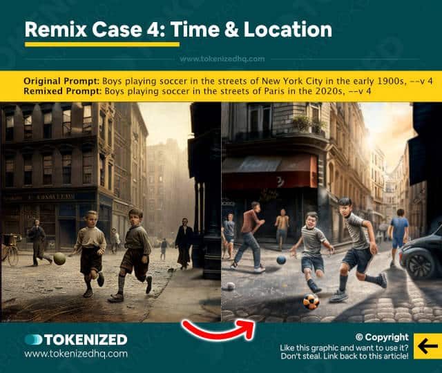 Examples of Midjourney Remix Mode – Example 4: Time & Location